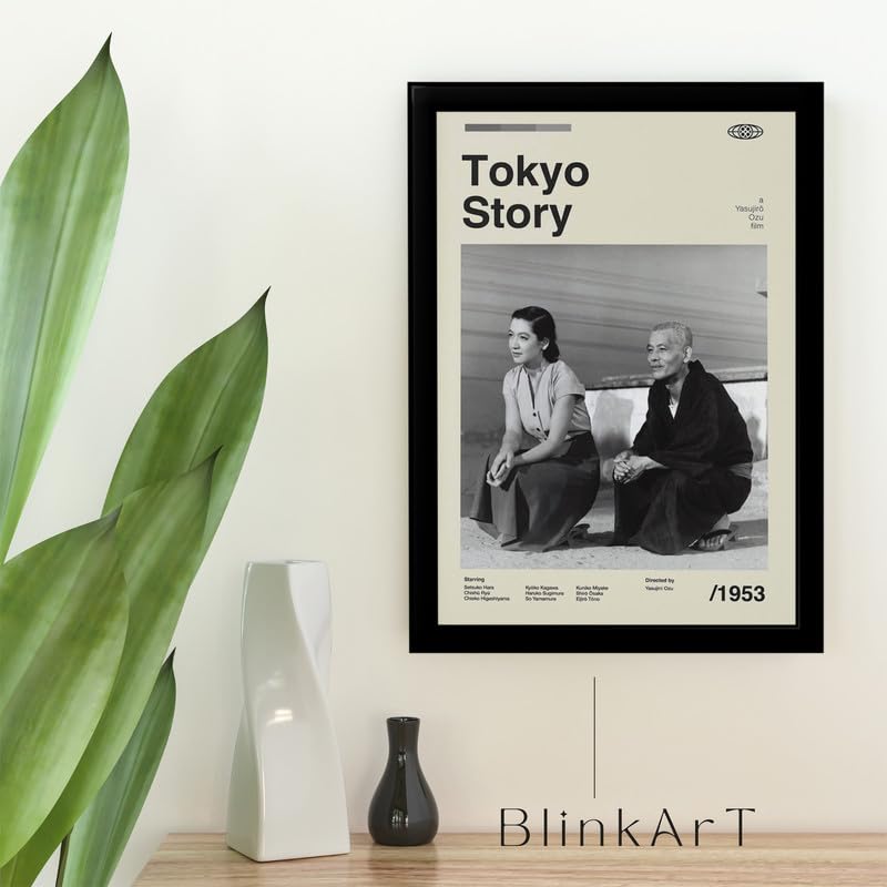 Image of BLINKART Tokyo Story Movie Poster Frame 8x12 Inch | Premium 300 GSM Paper Wall Print | Mid Century Vintage Film Artwork for Home, Bedroom, Living Room, Office | Framed Photo Decor