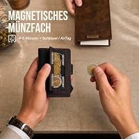 YESIIW Portmonee Herren Slim mit Magnet Münzfach - Pop up Kompaktes Kartenetui für 7–9 Karten & 2 Ausweis - Dünnes Geldbörse Herren mit RFID Schutz - Ideal für Reise Büro & Alltag - (Schwarz) – Ansicht 5