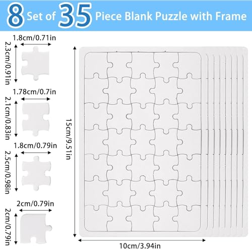 Huiguli Puzzle Selber Gestahlten, 8 Stück Puzzles mit Rahmen, 35 Teile Mini,Personalisiertes Puzzle für zum Malen(10 * 15cm)