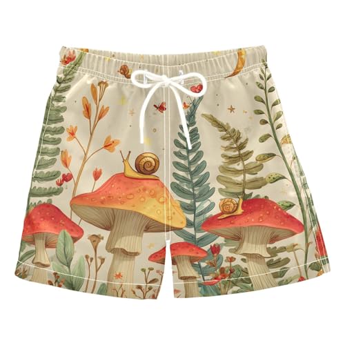 Boys Swim Trunks Mushroom Snail Toddler Swim Shorts Beach Board Shorts Swimsuit