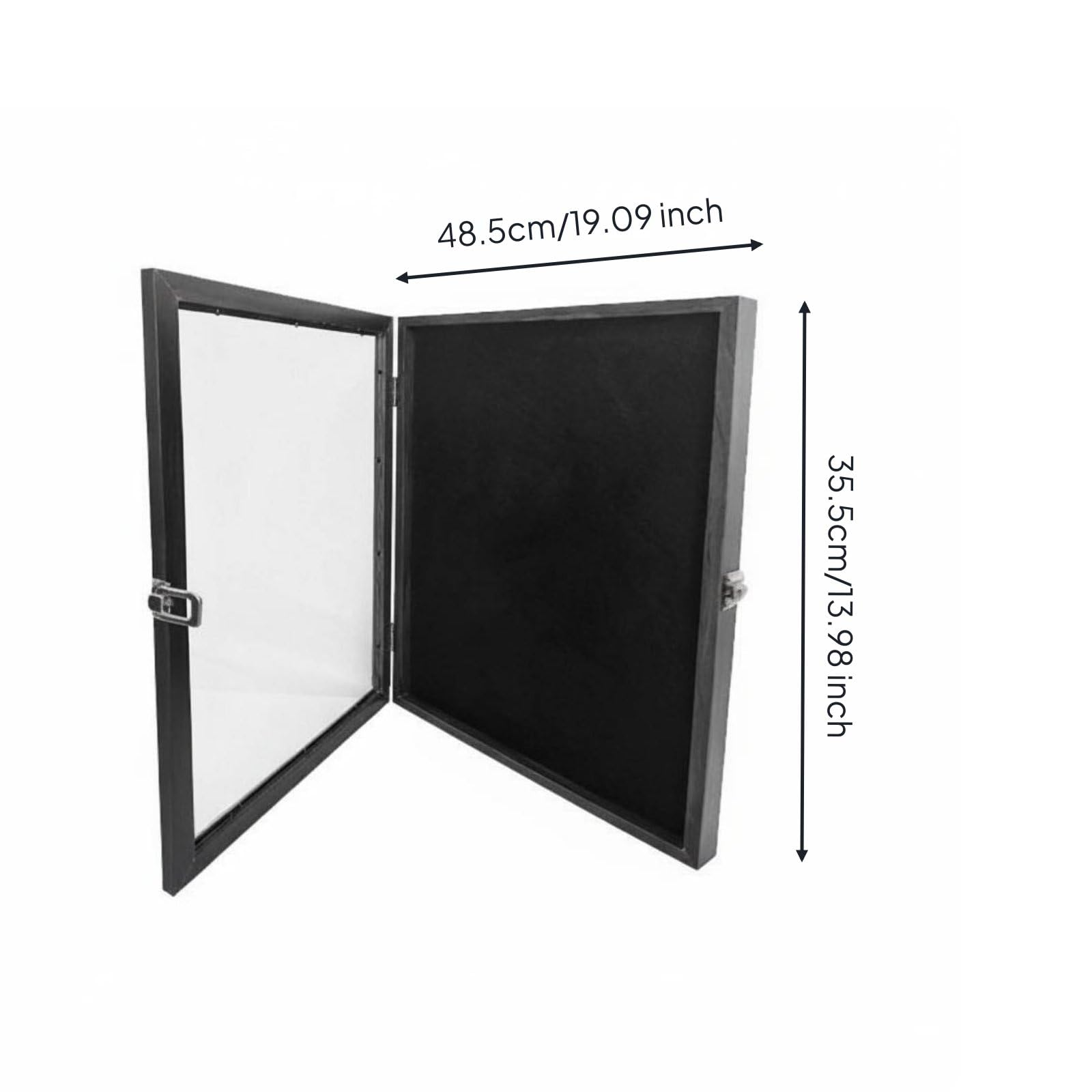 Almencla Caja de para Organizar Pins Insignias y Construida en MDF con y Frente Transparente Diseño Tipo Sombra para Destacar Coleccionables Adecuada para Entrada Sala Estantería y Estudio, Negro