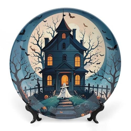Plato decorativo de cerámica hueso Halloween 6 pulgadas miniatura 1