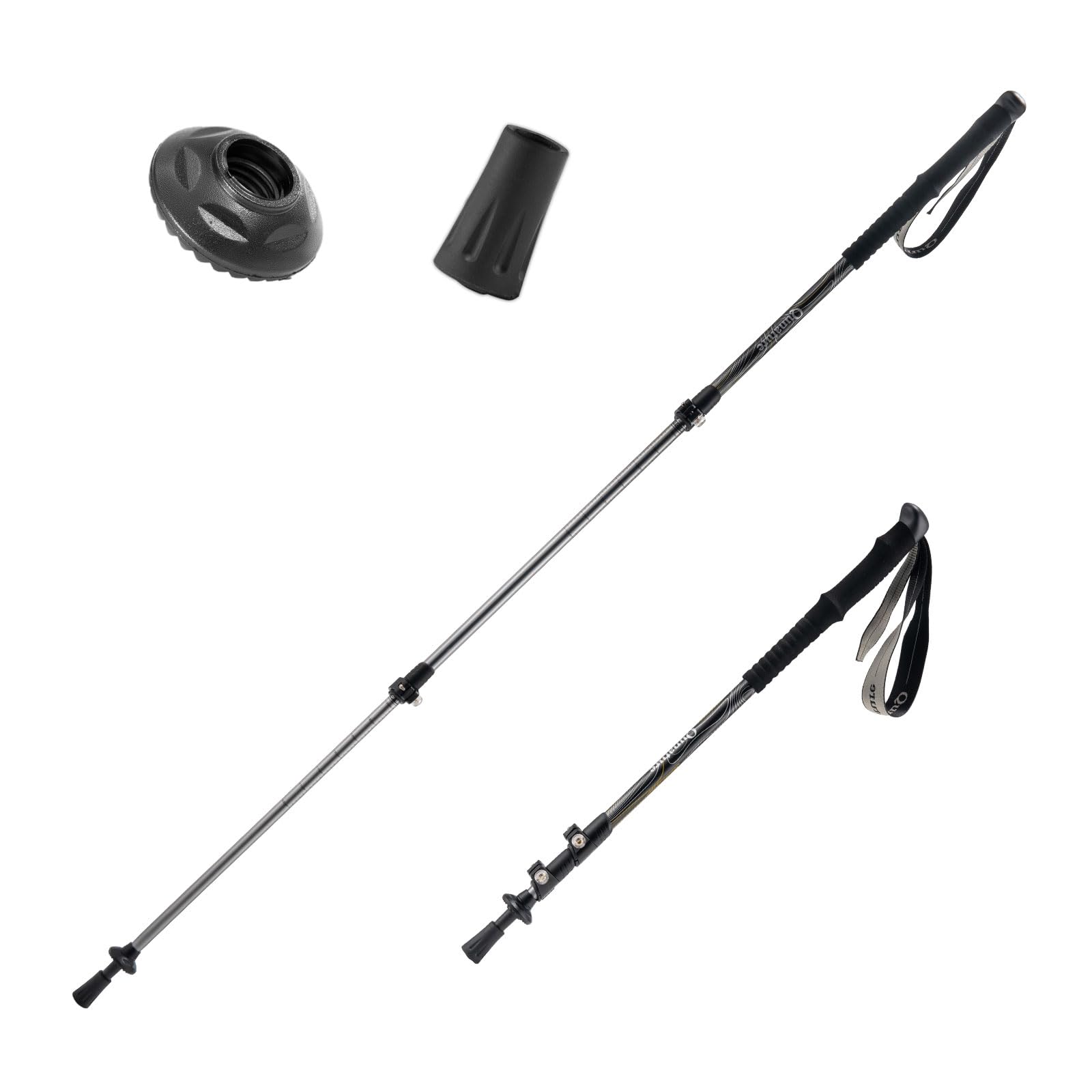 Bâton de Marche Pliable Léger en Aluminium 6061, Équipement de Randonnée Réglable 62–135 cm avec Poignée Antidérapante et Accessoires Tout-Terrain 1 Pièce