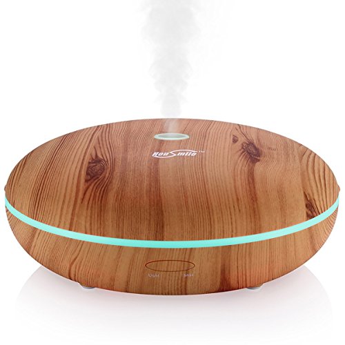 Housmile Essential Oil Diffuser 350ml Ultrasonic Humidifier Aromatherapy Diffuser with Cool Mist & Color Change LED light, Wood Grain