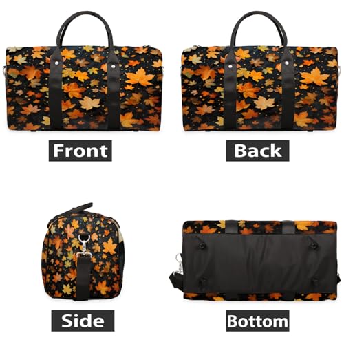 Maple Leaves Travel Duffle Bag, Sports Gym Bags for Women Men, Carry On Weekender Overnight Workout Airplane Trips Bag2