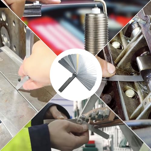 fKiZanthene Dickenkeil-Set, 17 Klingen, 0,02 – 1,00 mm, Edelstahl, klappbares Dickenmessgerät für Ventileinstellung, Kalibrierung und Präzisionsmessung