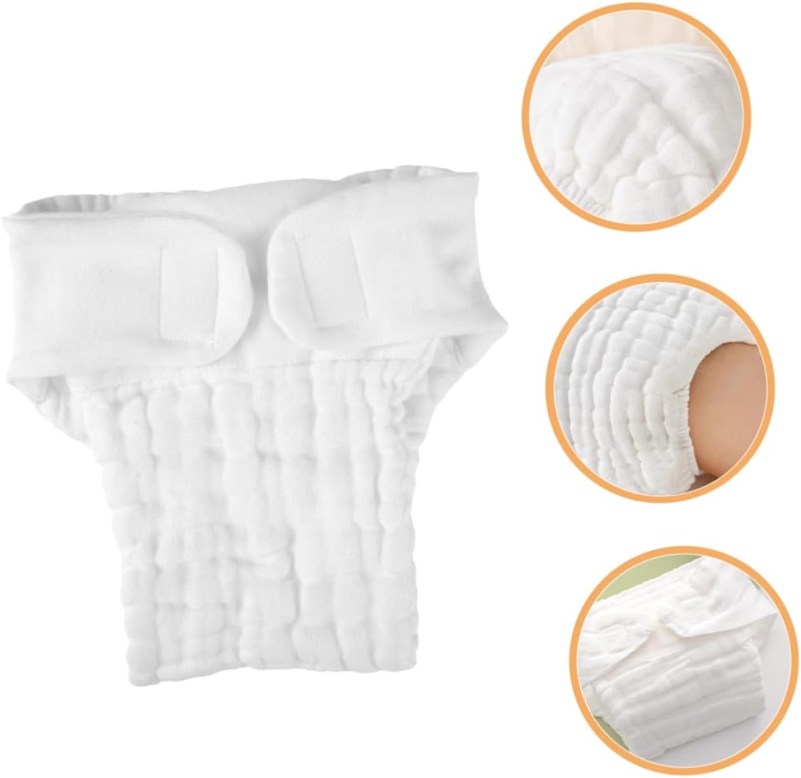 COLLBATH 5Pcs Washable Reusable Cotton Baby Cloth Diaper Liners Soft Absorbent Nappy Inserts for Newborns Size S for Daily Use and Swimming