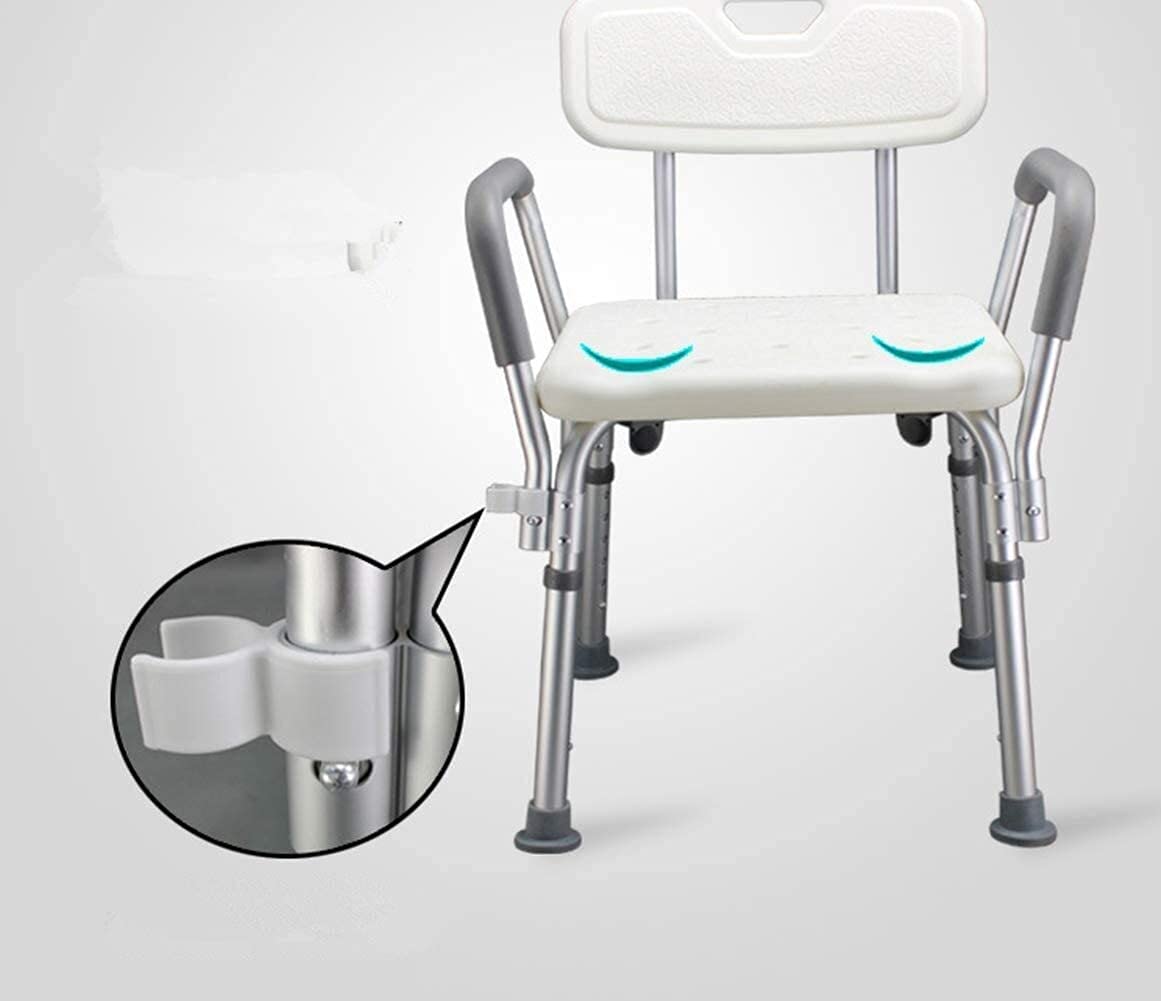 Silla de Ducha Altura Regulable con Respaldo y Apoyabrazos ortopédica, Ayuda para baño para Ancianos y discapacitados, Antideslizante, ergonómica, Ligera