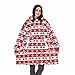XKUN Couverture Sweats À Capuche Surdimensionné Sweateshirt Femme Hiver Sweats À Capuche En Polaire Giant Tv Couverture Avec Manches Pullover Surdimenseur Sweatshirts Sweat À Capuche-Red Deer,One Size