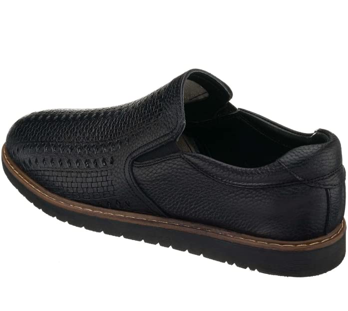 DALGALA Men's Black Big Size Handmade Hollow Leather Loafer Shoes Summer Breathable Casual Shoes Comfortable Loafers Slip On Shoes2