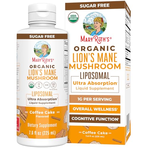 Organic Lions Mane Supplement by MaryRuths | Ultra Absorption Liposomal | Full Spectrum Lions Mane Mushroom | 200mg Beta-Glucans Per Serving | USDA Organic | Vegan | 7.6 oz | 15 Servings