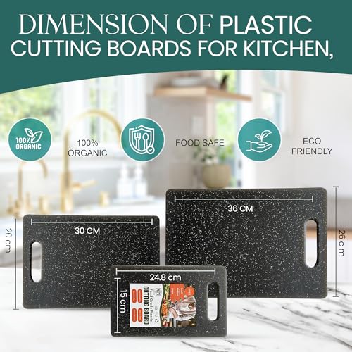 Set de 3 Tablas de Cortar de Plástico Negro Rectangulares miniatura 6