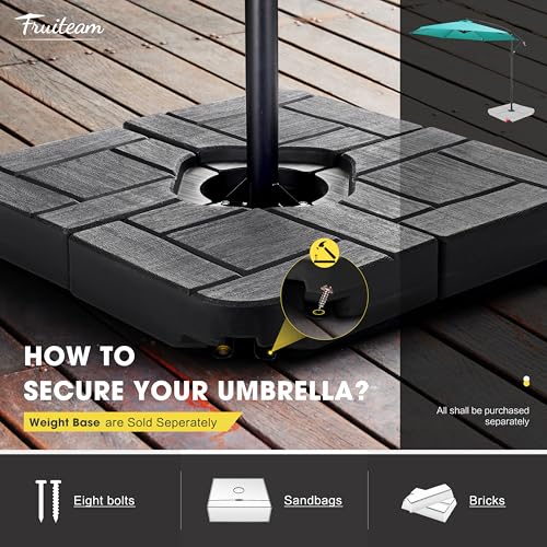 FRUITEAM 10FT Outdoor Cantilever Umbrellas for Patio, Offset Patio Umbrella With Crank and Cross Base for Poolside, Yard and Garden(Turquoise)