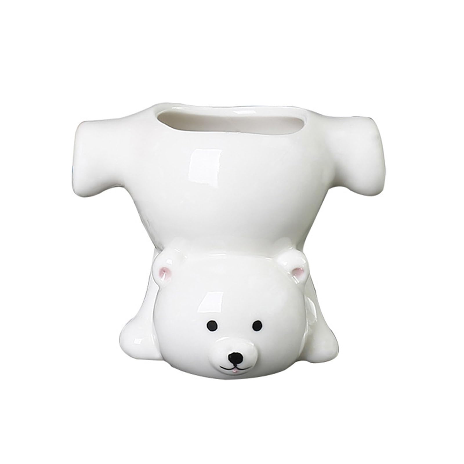 NEWFT Whimsical Inverted Bear Design Premium Ceramic Planter for Home Gardening Decor Bear Shape Gardening Pots Unique Ceramic Planter