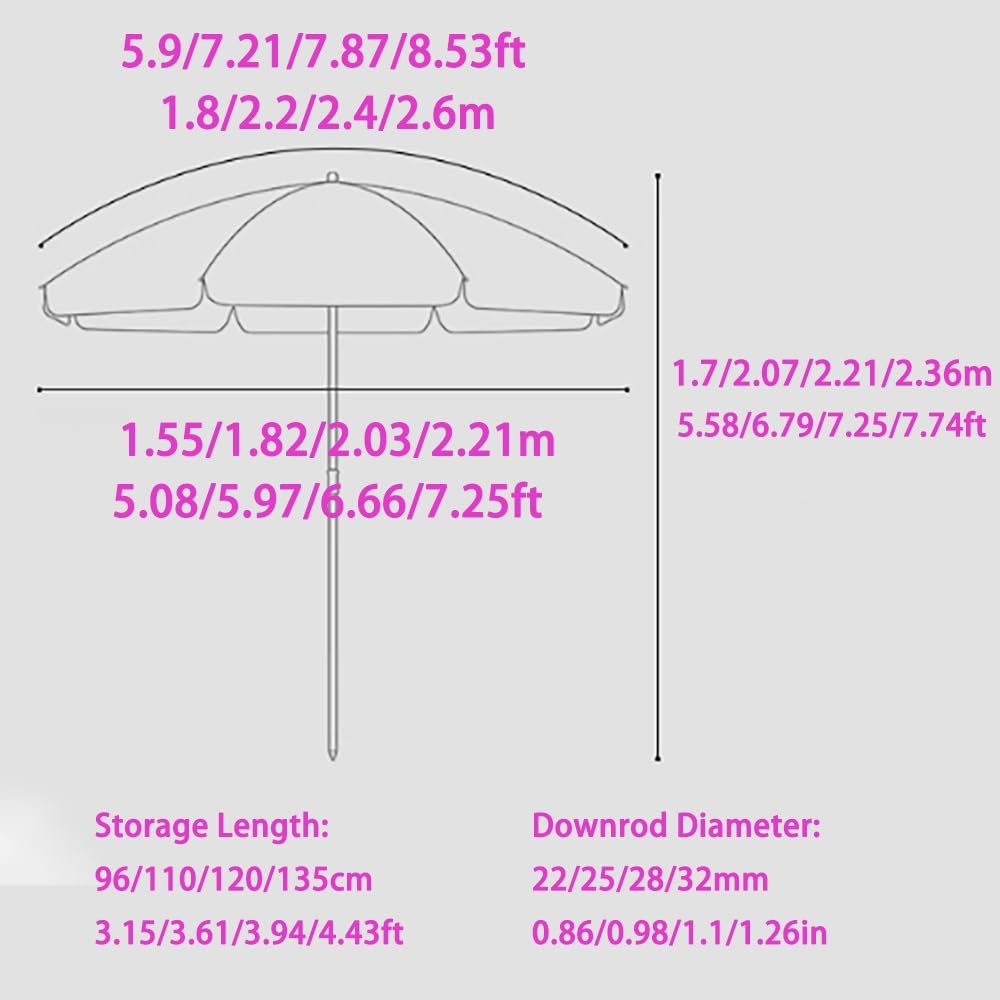 Ombrellone da esterno per patio, 2,4 m/7,8 piedi, rotondo e portatile, ideale per giardino, spiaggia, terrazza, prato, cortile, mercato, tavolo, blu navy.