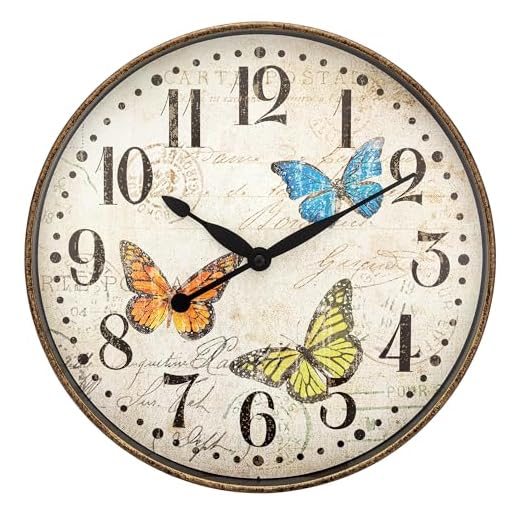 Westclox 32897BF Wall Clock, 12-Inch Round Analog Clock with Bold, Easy-to-Read Numbers, Battery Powered, Precise Quartz Movement, Perfect for Living Room, Kitchen, Office (Butterfly, 12-Inch)