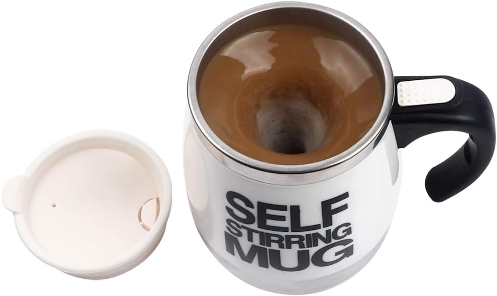 Vech Self Stirring Mug Auto Self Mixing Stainless Steel Cup for Stir Coffee, Tea, Hot Chocolate, Milk, Juice,Protein - Ideal for Kitchen, Office, Travel, Home - 400 ml / 13.5 oz