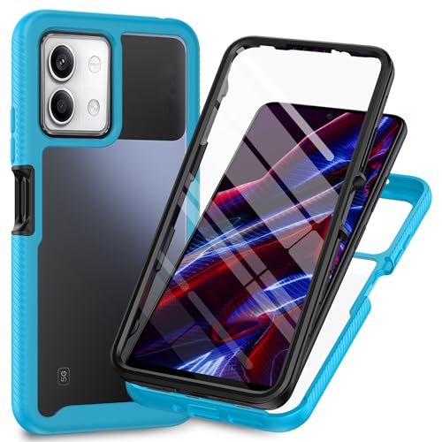 XINYEXIN Cover per Xiaomi Redmi Note 13 5G, Custodia Antiurto 360 Gradi Protezione Dello Schermo Incorporata, Full Body Rugged Trasparente Cover Military Armour Case - Blu Chiaro