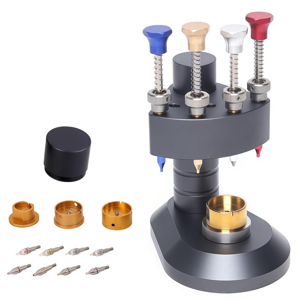 Kit de herramientas de ajuste de mano de reloj, agujas de prensa de instalación de 4 pines con 3 moldes, para reparación y montaje de relojes