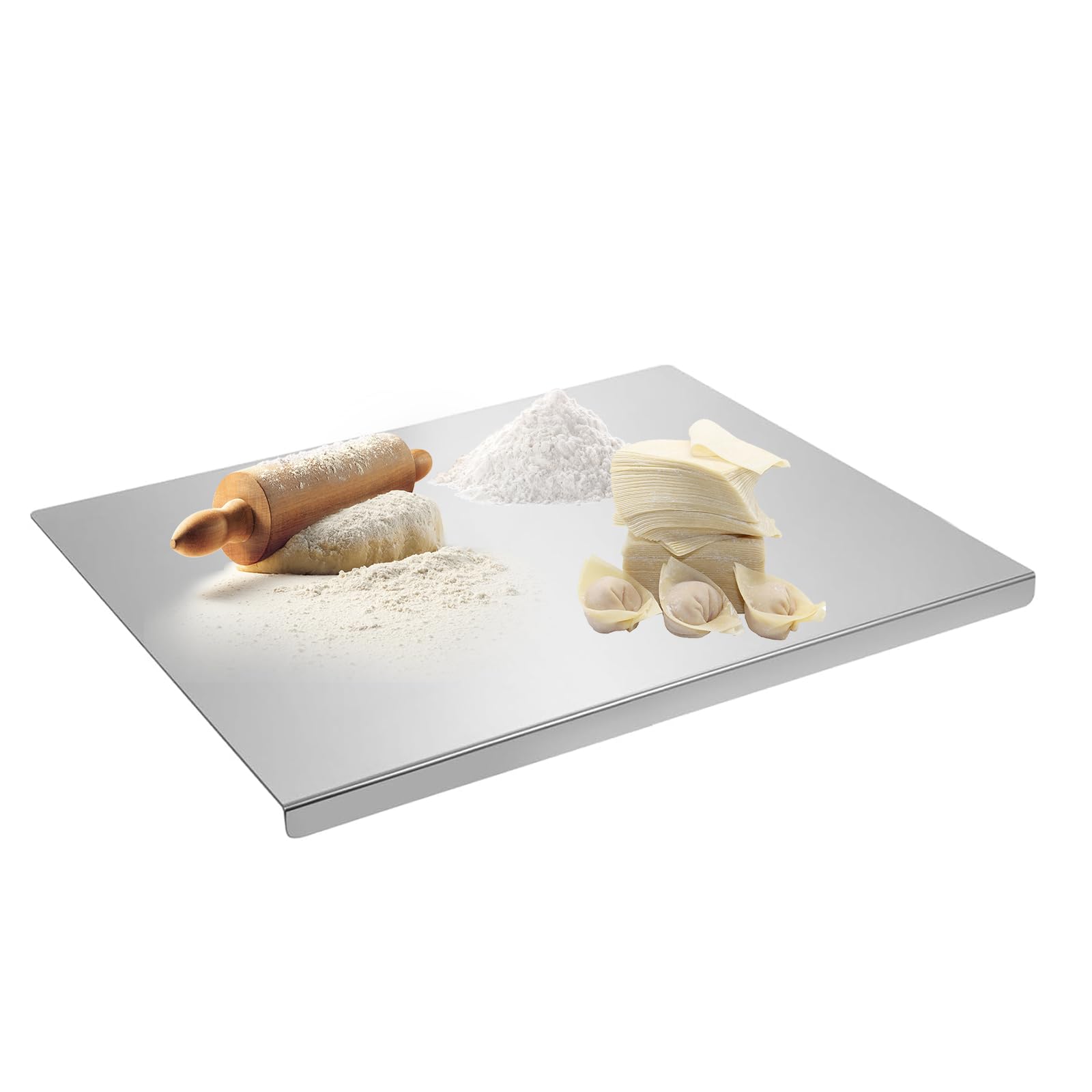 Luckwaii Stainless Steel Counter Edge Chopping Board, 304 Cutting Boards Heavy Duty for Meat Cheese Vegetable Fruit Baking Pastry, Double-Sided Food Grade Worktop Savers for Kitchen Cooking (40x30cm)