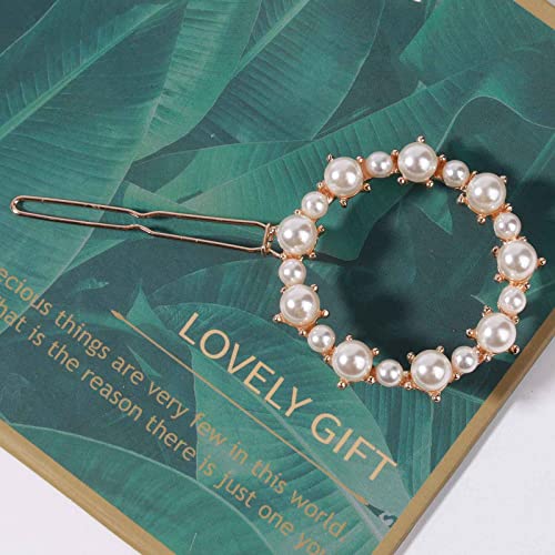 Boho Perle Kreis Haarspange Gold Perle Haarspange Vintage Runde Haarklemme Dekorative Bobby Pin Geometrie Haarschmuck für Frauen und Mädchen Geschenke
