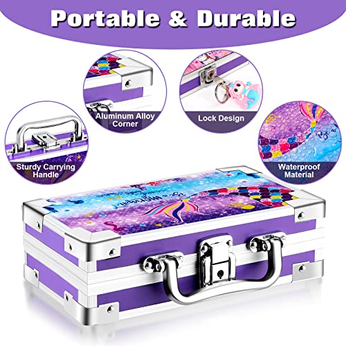 Image of JYPS Mermaid Pencil Case for Kids, Portable Lock Box with Handle and Keychain, Cute Mermaid School Supplies, Back to School Gift for Girls