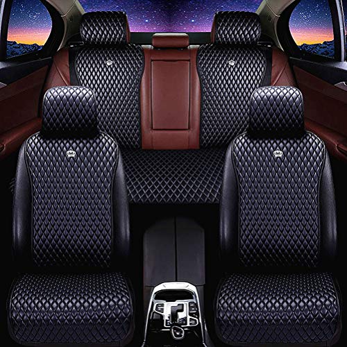 Image of Red Rain Universal Seat Covers for Cars Leather Seat Cover 2 /3 Covered Black Car Seat Cover 11PCS Fit Car /Auto /Truck /SUV (A-Black)