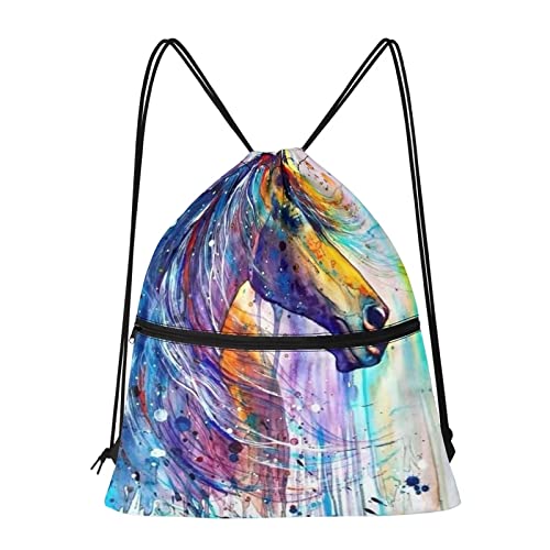 COEQINE Bolsa de viaje ligera para niños, niñas, adolescentes, deporte, gimnasio, bolsa de hombro, Pintura al óleo caballo, Talla única Cover