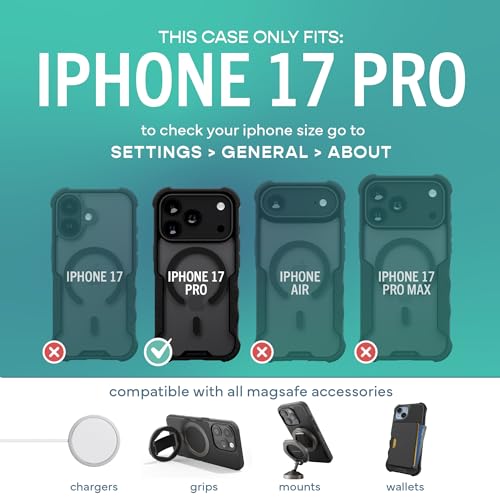 Image of Smartish iPhone 17 Pro MagSafe Case - Gripzilla Protective Magnetic Case for Men [Rugged + Tough] Military Grade Heavy Duty Grip Armor - Drop Tested for Apple iPhone 17 Pro - Clearly Black