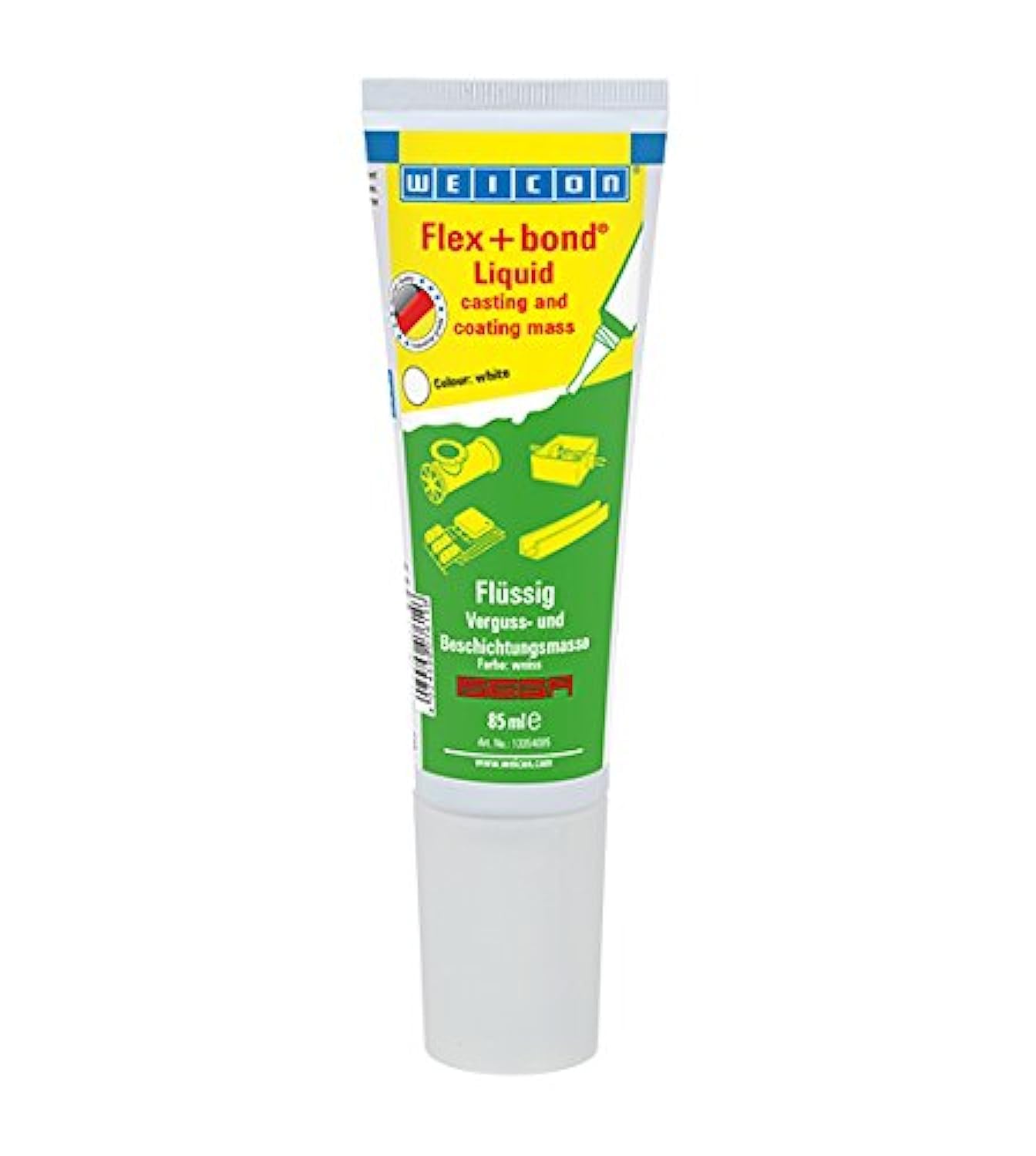 WEICON Flex+Bond Liquid | 85 ml | white | 1-K MS-Polymer, self-levelling mass for casting and coating works, Sealing Compound Assembly Adhesive