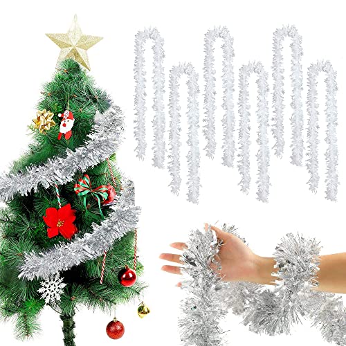 Heryamess 6 pièces Guirlande Tinsel Brillante,Tinsel de Guirlandes de Noël,Guirlande Tinsel Suspendue,Tinsel de Noël,Guirlande Tinsel Métallique Décorations Cover