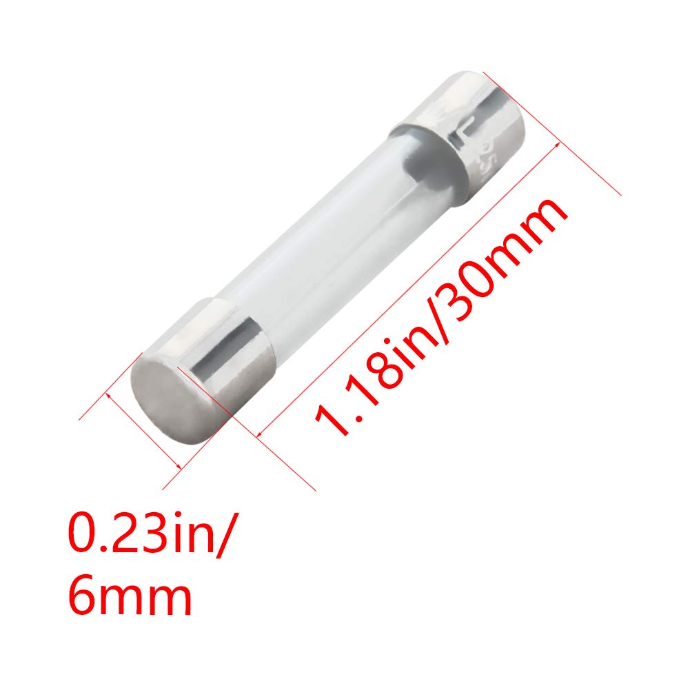 Fielect 100pcs 250V 20A Fast Blow Fuse Fast Acting Glass Tube Fuses 6x30mm