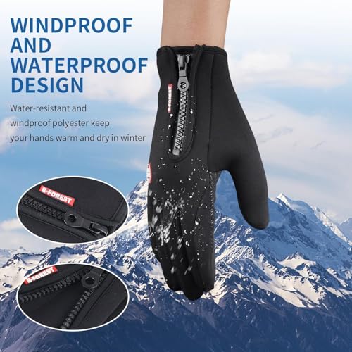 ActFun Winter Gloves Women Windproof Heat Warm Thermal Gloves Men, Anti Slip Touchscreen Cycling Gloves, Outdoor Sport Running Driving Walking Biking Riding Motorcycle Cold Weather Ladies Glove, Black by ActFun - Used condition - Image 6