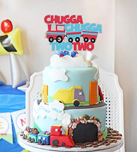Chugga Chugga Two Two Cake Topper, 2Nd Birthday Railroad Party Decorations, Train Birthday Cake Decora, Second Birthday Baby Shower Prop Party Supplies #TOP3