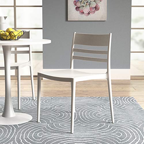 Amazon Basics White, Armless Slot-Back Dining Chair-Set Of 2, Premium Plastic #TOP6