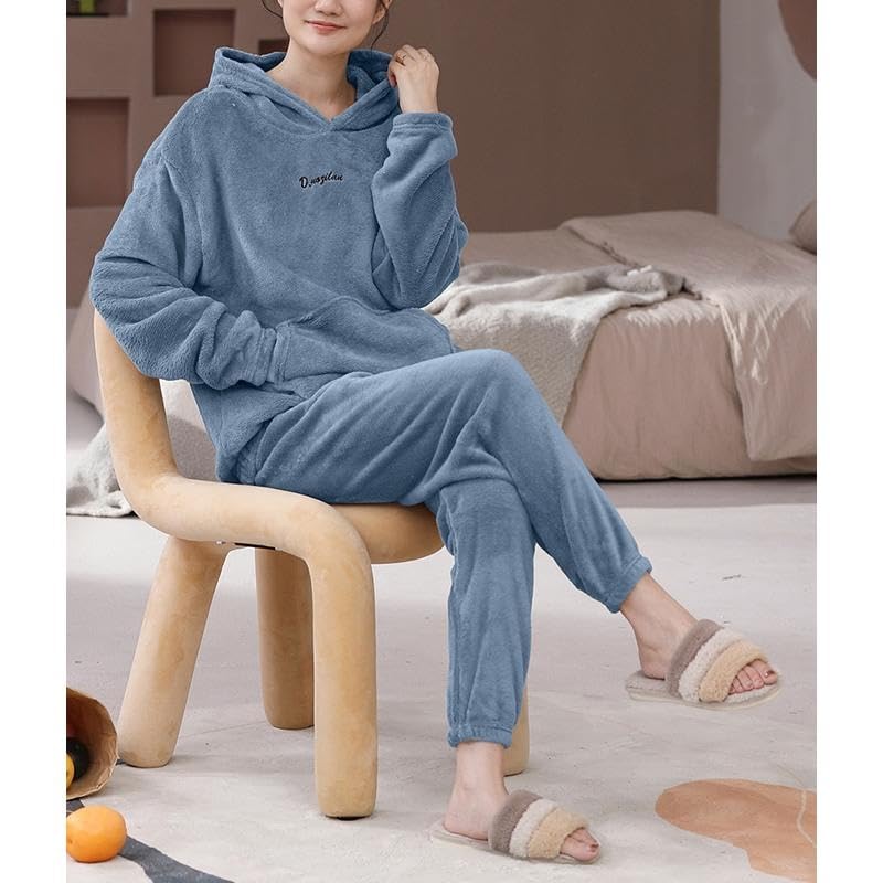 Image of SHAPERX women regular cord set fleece winter wear hooded cord set hoodie tracksuit for gym wear Pack of 1