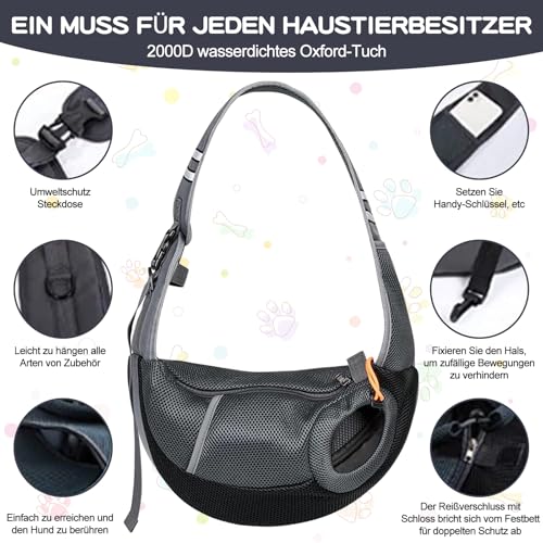 Tragtuch Klein Hund Tragetasche, Hundetragtuch Mit Verstellbarem Riemen, Hundetragetasche bis 5kg Hundetasche, Hundetragebeutel Mesh Hundetrage Outdoor Katzentrage Kleintiere Hundetragetuch Reise