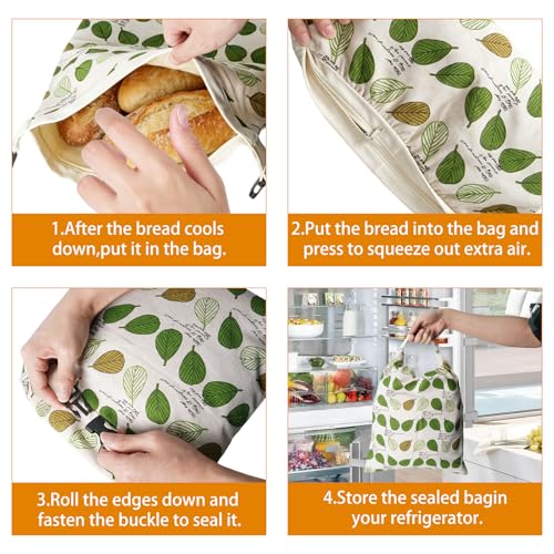 Bolsa de pan de cera de abeja de lino premium lavable y con broche 5