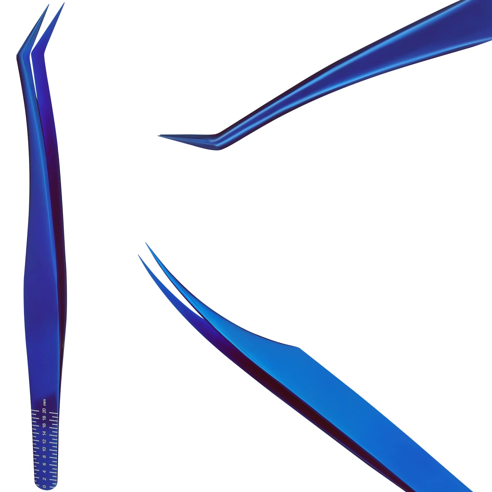 Lot de 3 pinces à épiler en forme de dauphin et pointe incurvée pour extensions de cils - Outils professionnels pour isolation classique