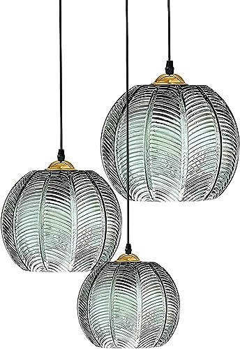 Lustre réglable en verre soufflé vert pour éclairage de salon