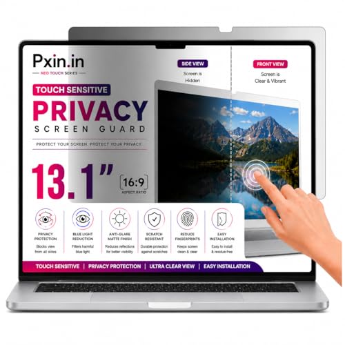 Image of Pxin Neo 13.1 Inch (16:9) | Touch Sensitive Privacy | Anti Blue | Anti Glare | UV (A /B /C) Block| OptiX & BLUVLIGHT Block Layer | Privacy Filter compatible with HP /Dell /Lenovo /Asus /Acer