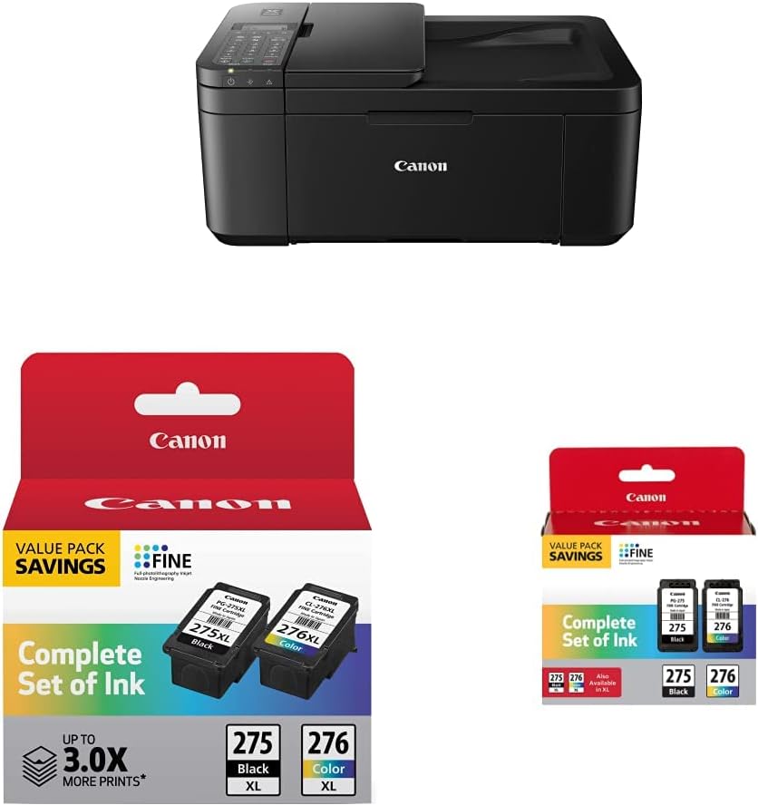 Canon PIXMA TR4720 All-in-One Wireless Printer Home use PG-275 XL/CL-276 XL Value Pack PG-275/CL-276 Multi Pack, Compatible to PIXMA TS3520