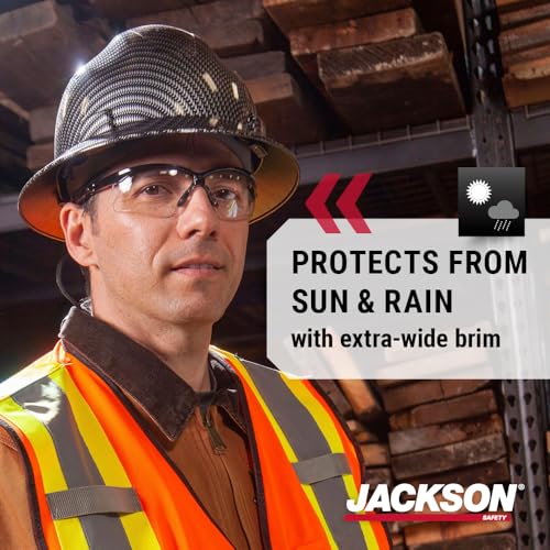 Jackson Safety Blockhead Fiberglass Hard Hat - Construction Helmet with Full Brim Sun Shade - ANSI Z89.1 & OSHA Compliant - Carbon Fiber Pattern