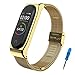 Produktbild SenMore Kompatibel mit für Mi Band 4 Mi Band 3 Armband, Ersatzband Wasserdicht Edelstahl Replacement Wrist Strap Armband Zubehör für Xiaomi Mi Band 4 Mi Band 3