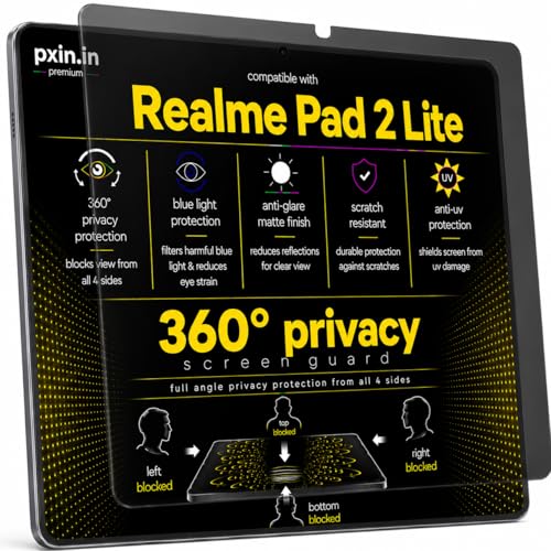 Image of Pxin 360 Pro Privacy Screen guard compatible with Realme Pad 2 Lite | Anti Glare | Anti UV | Anti Blue | Anti Reflection | Privacy Filter | Unbreakable Build