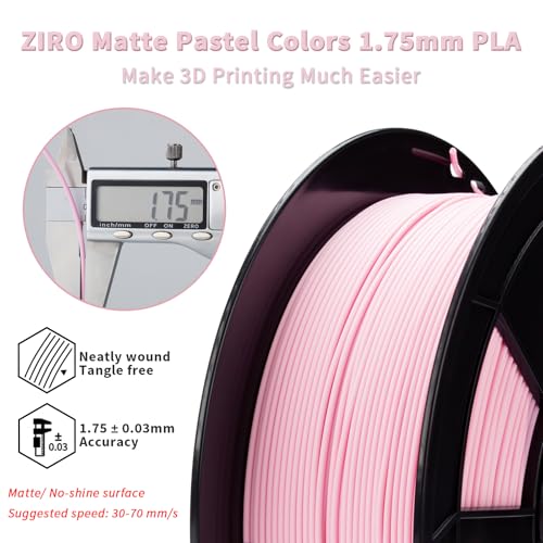 Image of ZIRO Matte Pastel Colors PLA Series, Tougher & Stronger, 1kg Pastel Pink | Fit for Most FDM 3D Printer, 1.75mm 1KG Spool, Dimensional Accuracy + /-0.03mm, Colorful PLA FilamenT