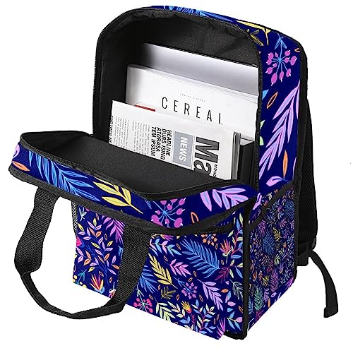 Sac à dos multicolore fleurs exotiques 35.5x26x12 cm léger à sangles ajustables - 3