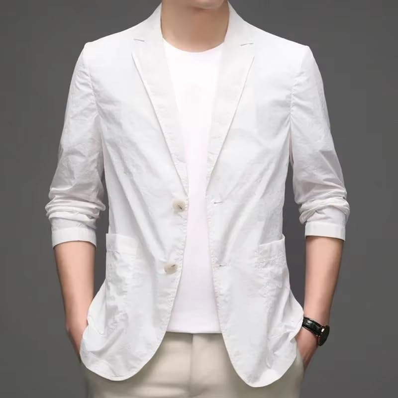 Men's Casual Suit Set Spring Summer Lightweight Breathable Blazer for Men-Gray2