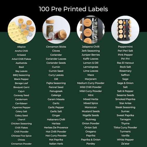 My Luxury Cuisine Rotating Spice Rack, Aesthetic Inside Cupboard or Free Standing Organiser with 16 Jars, Lids and Labels for Easy Sorting - Cosy Home Interiors My Luxury Cuisine Rotating Spice Rack, Aesthetic Inside Cupboard or Free Standing Organiser with 16 Jars, Lids and Labels for Easy Sorting - Image 8