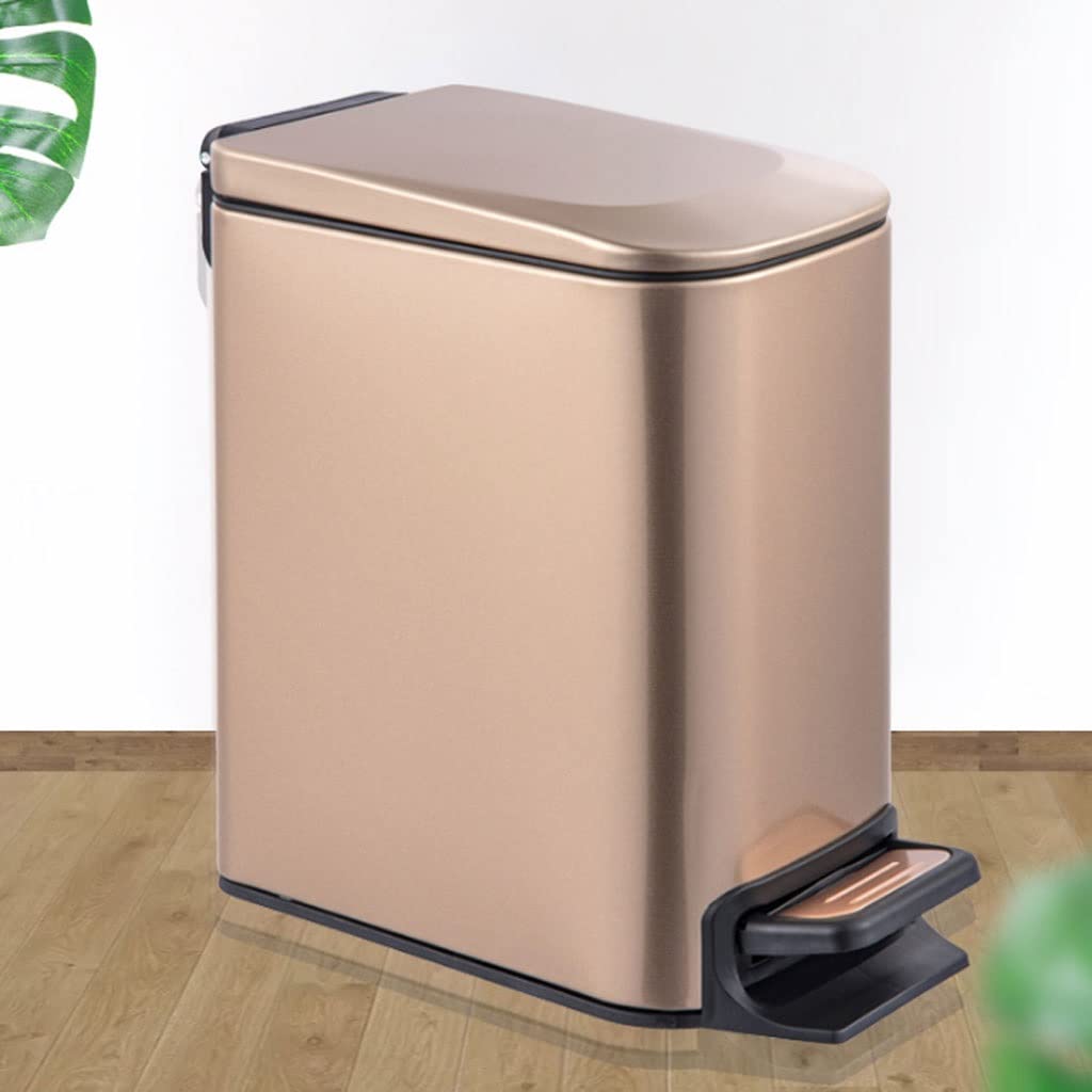 Cubo Basura Casa Pedal de Acero Inoxidable con Tapa, Basura Rectangular Papelera contenedor for baño Cocina for el hogar Papelera Reciclaje(B)